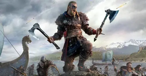 Eivor with an axe in each hand