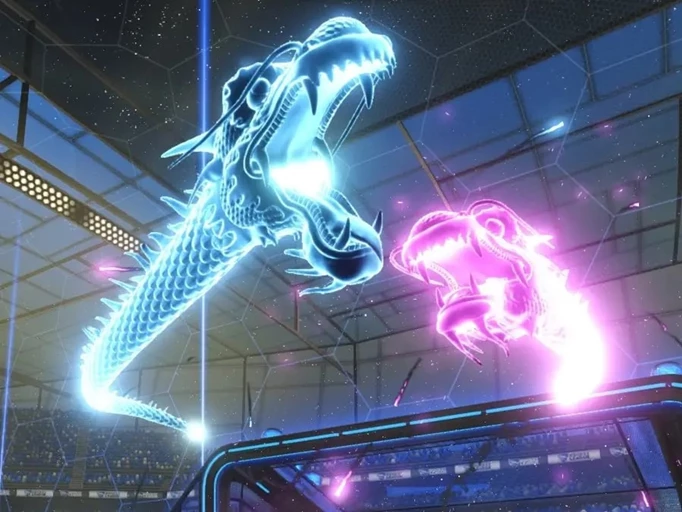 the Dueling Dragons goal explosion in Rocket League