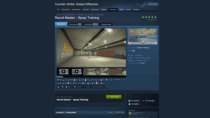 Image of the Recoil Master Spray Training workshop map in CS:GO