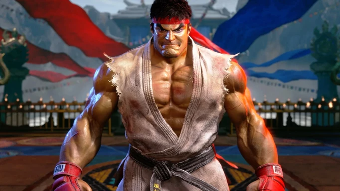 Ryu in his classic costume in Street Fighter 6