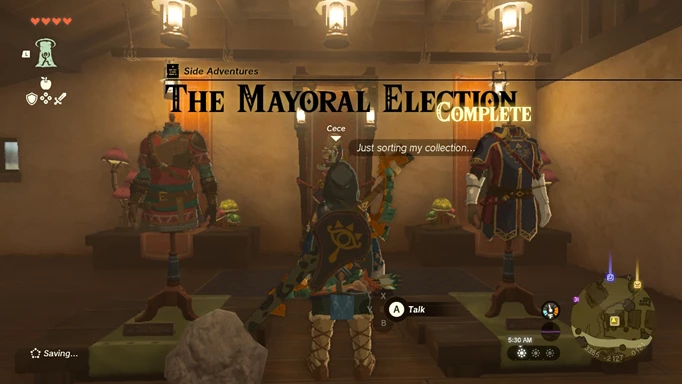 Cece's hat at the beginning of the Mayoral Election in Tears of the Kingdom