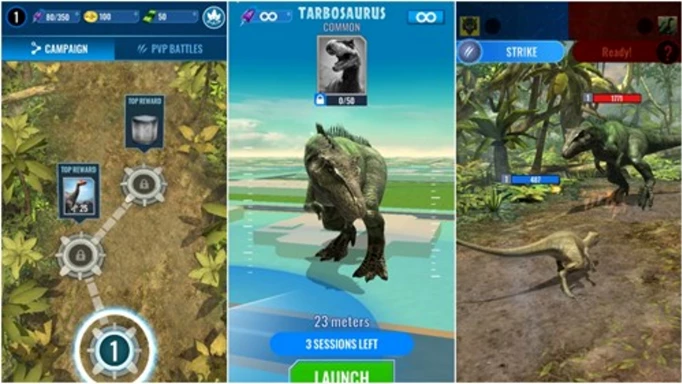 Gameplay of Jurassic World Alive, one of the best games like Pokemon GO