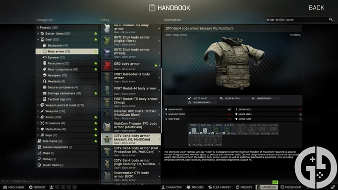 Image of the IOTV Gen4 body armour in Escape from Tarkov