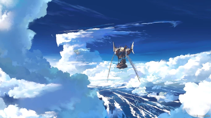 Image of a ship flying through clouds in Granblue Fantasy Relink