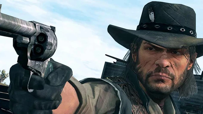 John Marston holding a revolver in Red Dead Redemption
