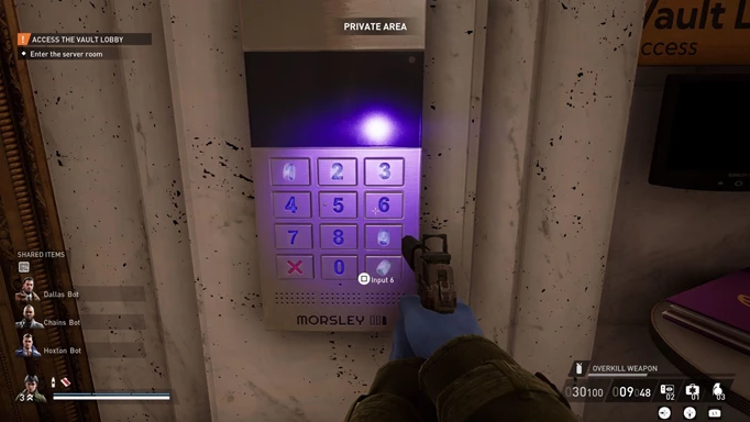 The key pad for the vault in PAYDAY 3