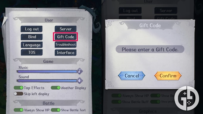 The codes menu in Madtale Idle RPG