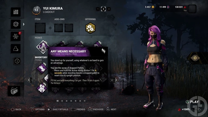 Yui Kimura with her Perk, Any Means Necessary in DbD