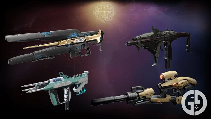 Divinity, Tarrabah, Riskrunner, and Vex Mythoclast, exotic energy weapons in Destiny 2