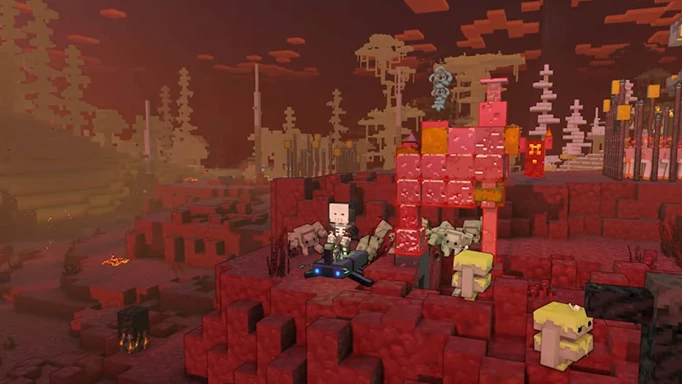 Destroy Mining Drills to get Gold in Minecraft Legends