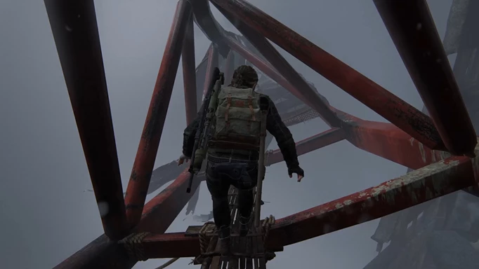 Abby climbing in TLOU2 Remastered