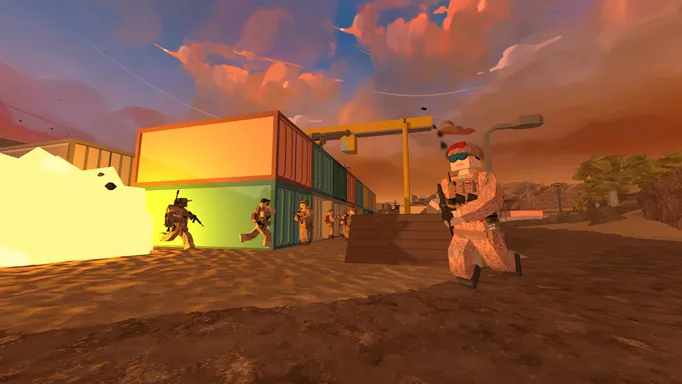 a gunfight in BattleBit Remastered by some crates