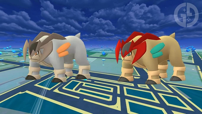 Shiny Terrakion in Pokemon GO, which is available in its 5-Star Raid