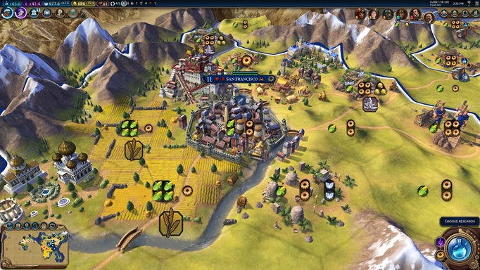 an image of a city in Civilization 6, one of the best strategy games like Total War PHARAOH