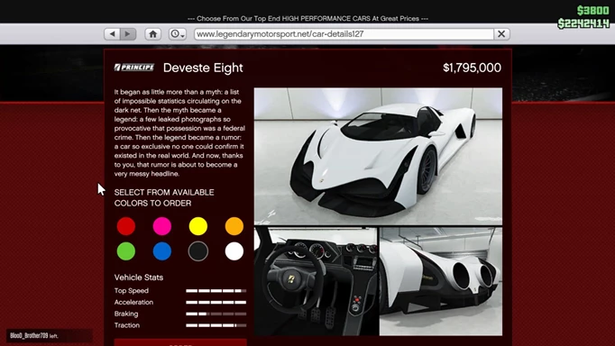The Deveste Eight is one of the fastest cars in GTA Online 2022.