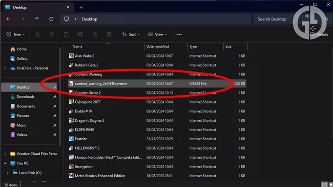 Windows File Explorer showing the location of saved recordings in Content Warning