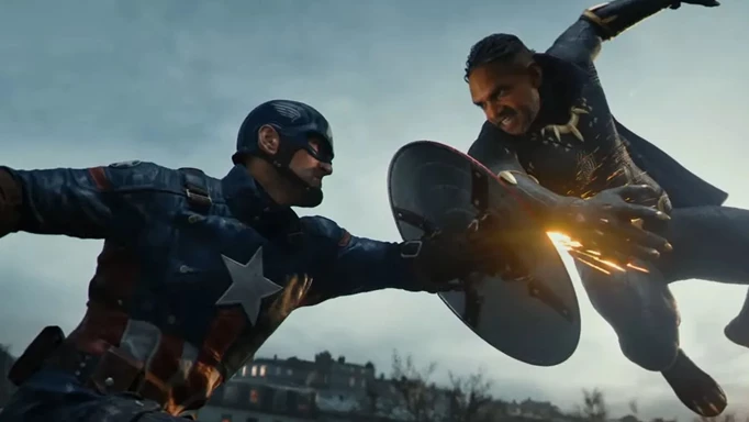 Captain America and Black Panther fighting in Marvel 1943 Rise of Hydra