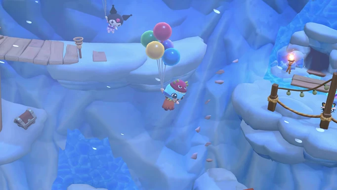 Using balloons with Kuromi in Hello Kitty Island Adventure