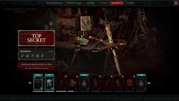 an image of the Diablo 4 battle pass teaser screen for Season 1