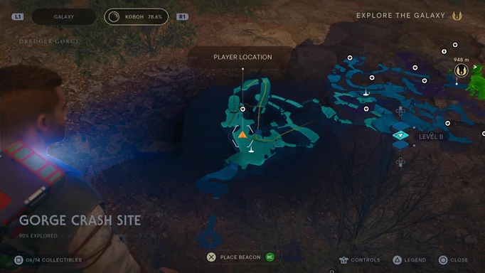 Map showing the Frilled Newt location, one of the Jedi: Survivor fish locations