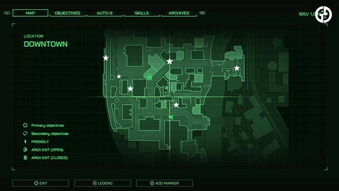 All protect and serve locations in map 1 of RoboCop