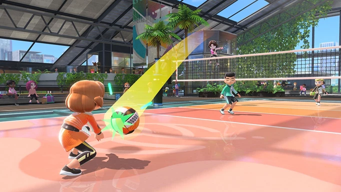 A bump in Nintendo Switch Sports volleyball.