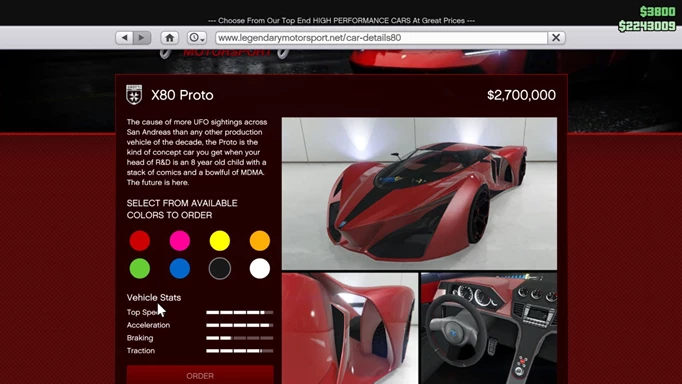 The X80 Proto is one of the fastest cars in GTA Online 2022.