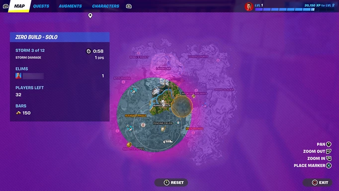 Yellow Circle on the Fortnite map