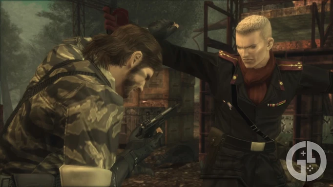 Naked Snake fighting Revolver Ocelot in Metal Gear Solid 3