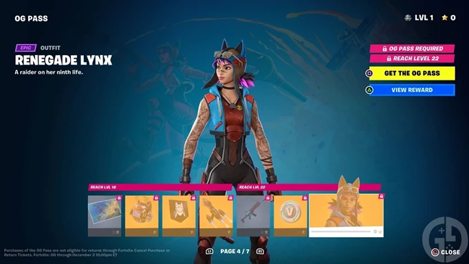 Page 4 of the Fortnite OG Battle Pass