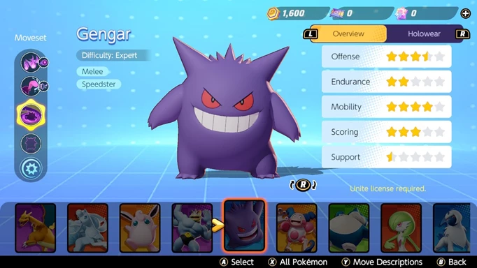 Pokemon UNITE Gengar builds: Stats and abilities