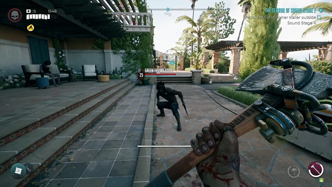 an image of Dead Island 2 gameplay showing the Green Thumb Eddie zombie