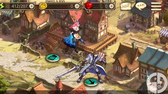 Image of the menu button in King's Raid