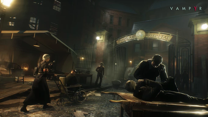 Jonathan Reid at the Poplar Hospital in Vampyr, one of the best games like Lies of P
