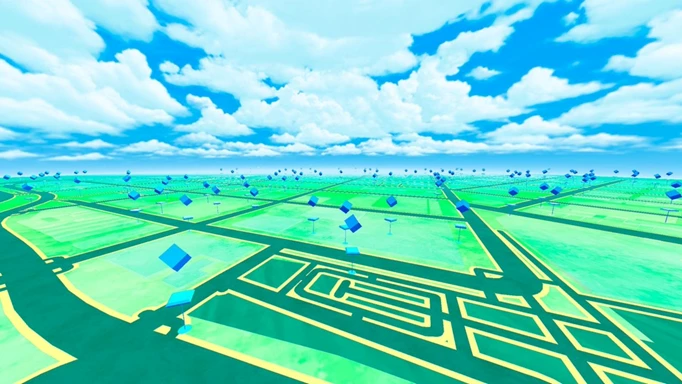 A standard Pokemon GO map, not affected by the no roads issue