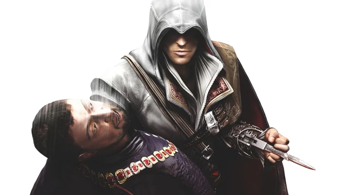 Ezio Auditore de Firenze performing an assassination in Assassin's Creed II.