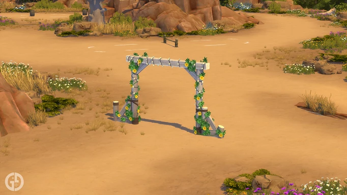 An arbour placed off lot with the TOOL mod in The Sims 4