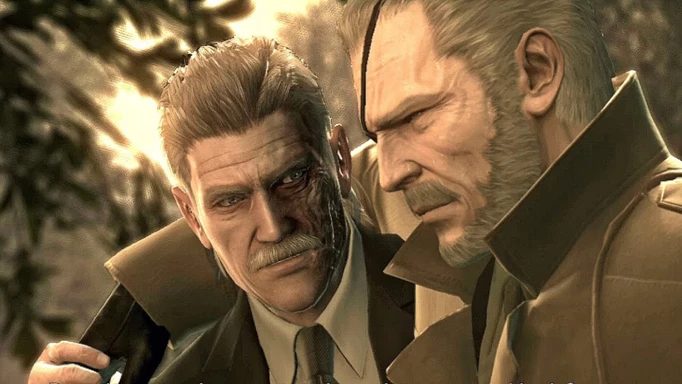 David Hayter's Solid Snake meeting Big Boss in a moment from Metal Gear Solid 3: Snake Eater.