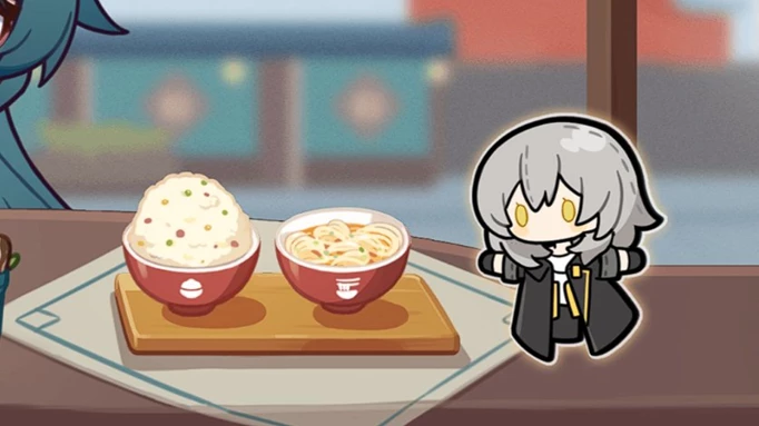 Bowls of rice and noodles in the Way of the Stomach event for Honkai: Star Rail