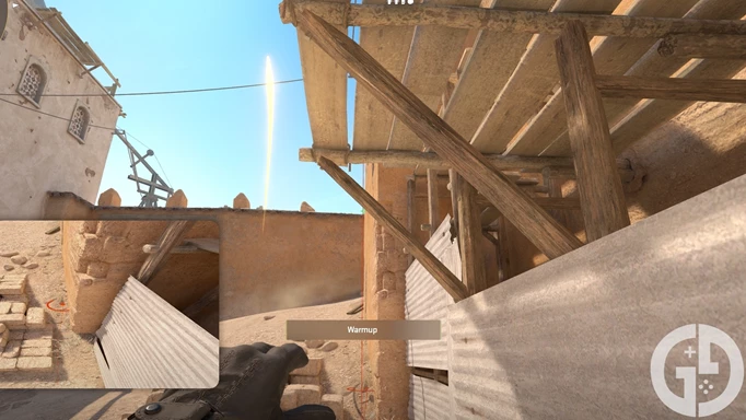 Image of the third Mid to B Site flash lineup on Dust2 in CS2