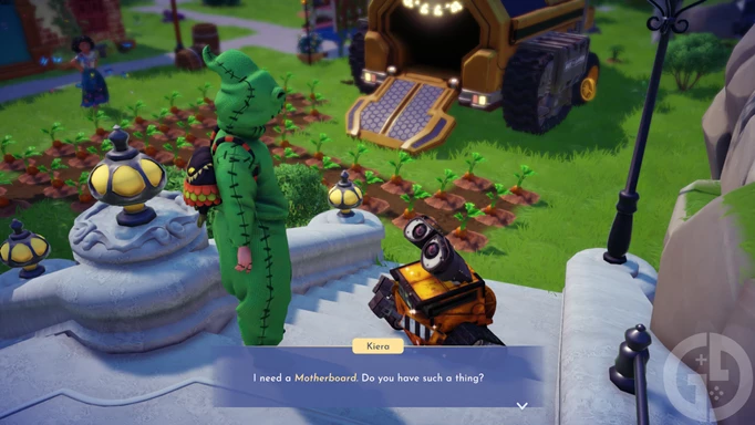 Screenshot of asking WALL-E for a motherboard in Disney Dreamlight Valley