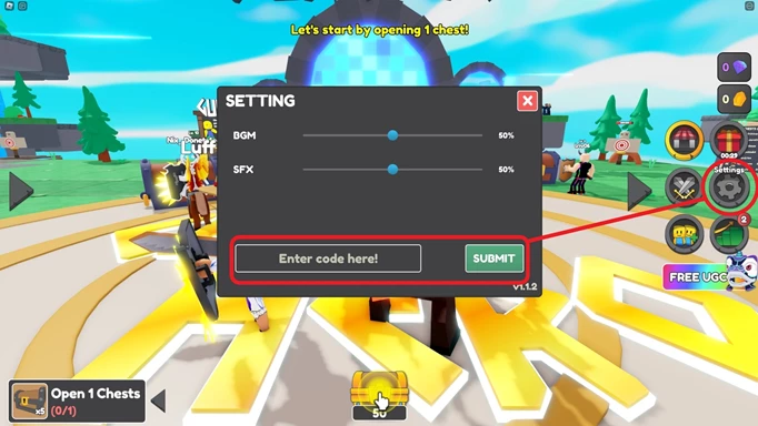Image showing you how to redeem Chest Hero Simulator codes