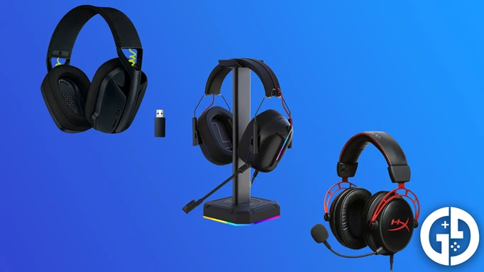 A select of headsets and a stand as some of the best gaming gifts