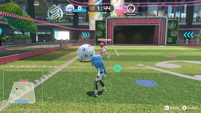 The minimap in Nintendo Switch Sports soccer.