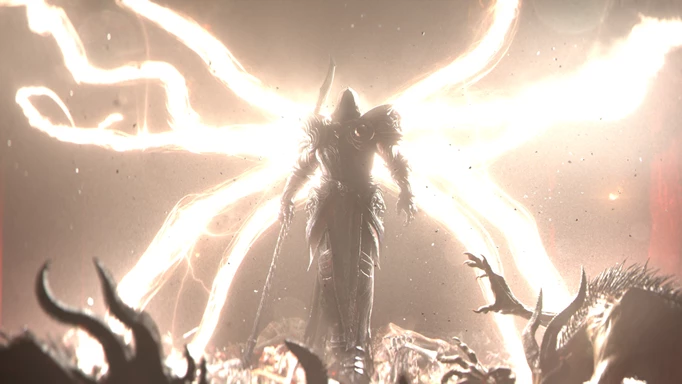 Inarius descending from the heavens in Diablo IV.