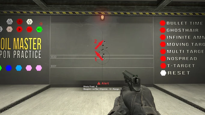 Image of the CZ75 spray pattern in CS:GO