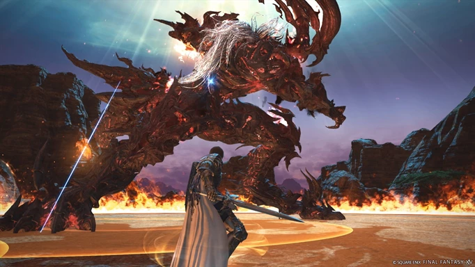 Image of fighting Ifrit in Final Fantasy XIV