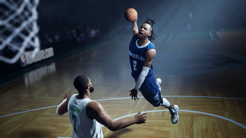 NBA Infinite player laying up a shot