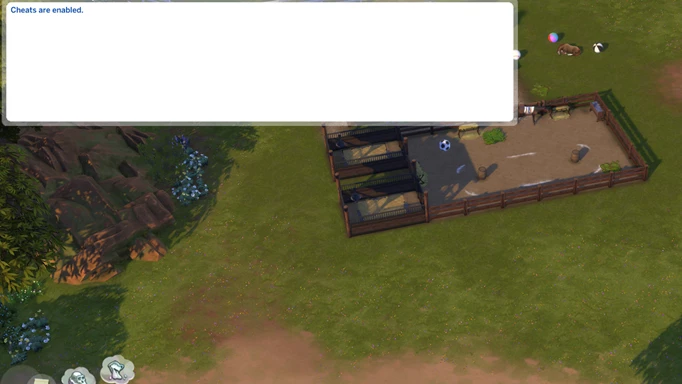 Screenshot showing how to enable cheats in The Sims 4.