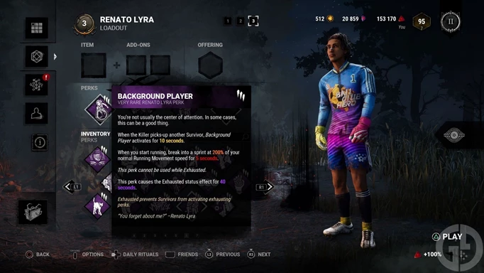 Renato Lyra with his Background Player Perk in Dead by Daylight